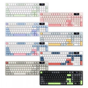 지클릭커 OFFICEPRO WK50 사일런스 M RGB 풀윤활 무소음 방수 무선 블루투스 LCD 98 (Retro Cappuccino)