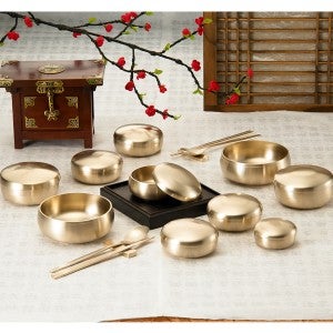 한국 방짜 유기 합 5첩 반상기 세트