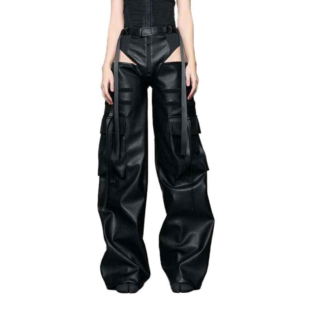 [NAMILIA : 나밀리아] LEATHER PANTY TROUSERS - BLACK