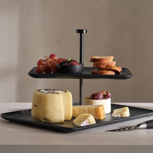 아사셀렉션 우드 버드나무 2단 타원 스탠드 선반  블랙