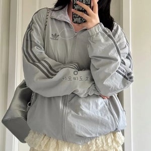 아디다스 아디컬러 2000s 밀레니엄 우븐 트랙탑 바람막이 집업 자켓 그레이 JP1138