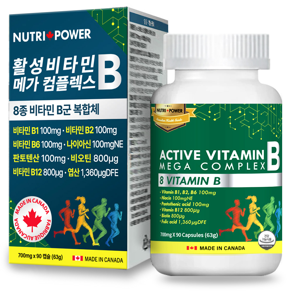 뉴트리파워 활성비타민B 메가 컴플렉스 700mg x 90캡슐, 1개