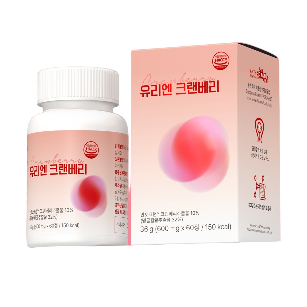 <b>바른웰빙</b> 유리엔 크랜베리 디만노스 60정, 1개