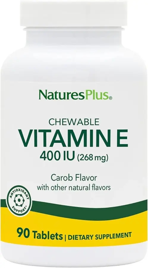 내추럴스플러스 비타민 E 400 IU 캐롭 맛 - 90 츄어블 면역 지원 무료 라디칼 <b>보호</b> 텐 프리 채식 인분