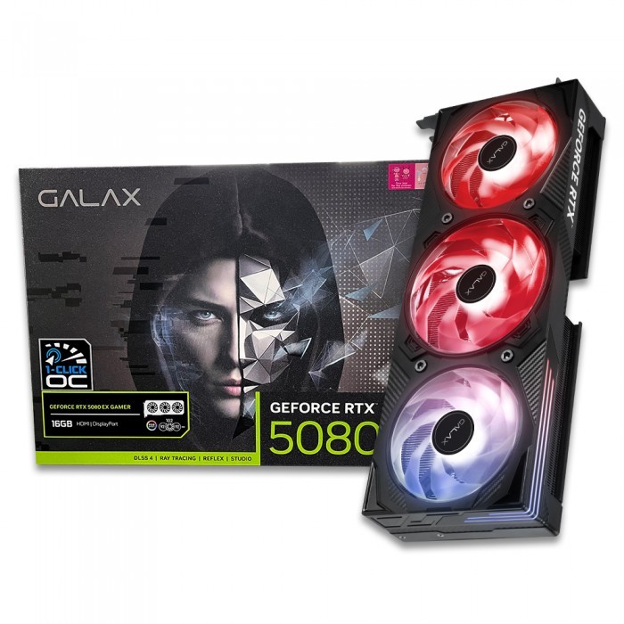 GALAX 지포스 RTX 5080 EX GAMER OC D7 16GB 갤럭시코리아, 블랙