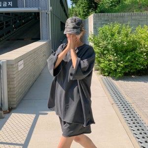 바닐라 피그먼트 반팔 반바지 트레이닝세트