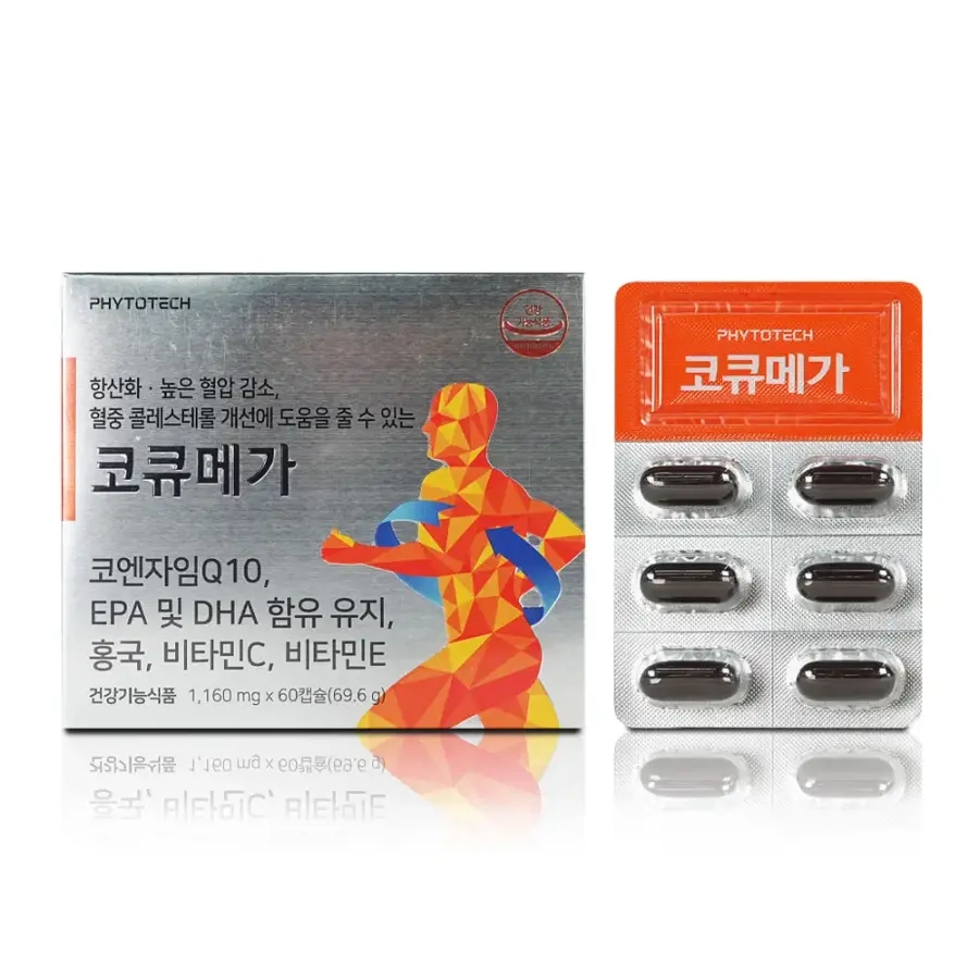<b>파이토테크</b> 혈압건강 Q10 코큐메가 코엔자임 데일리 60캡슐