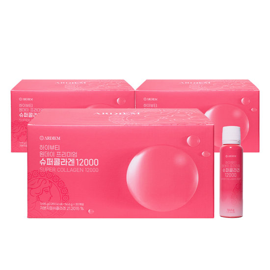 아르디엠 <b>하이</b>뷰티 원데이프리미엄 슈퍼<b>콜라겐</b> <b>12000</b> <b>50ml</b> 30병 3개