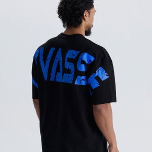 Old School Overfit Tee – Black (Blue Logo)