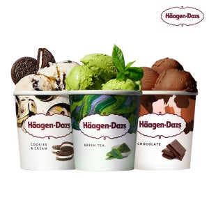 하겐다즈 파인트 3개(녹차+쿠키앤크림+초코)