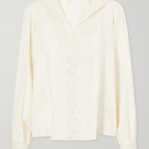 MAISON MAYLE Lula lace-trimmed silk blouse 46376663163100531