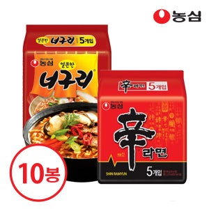 농심 라면 10봉(신라면5, 너구리5)