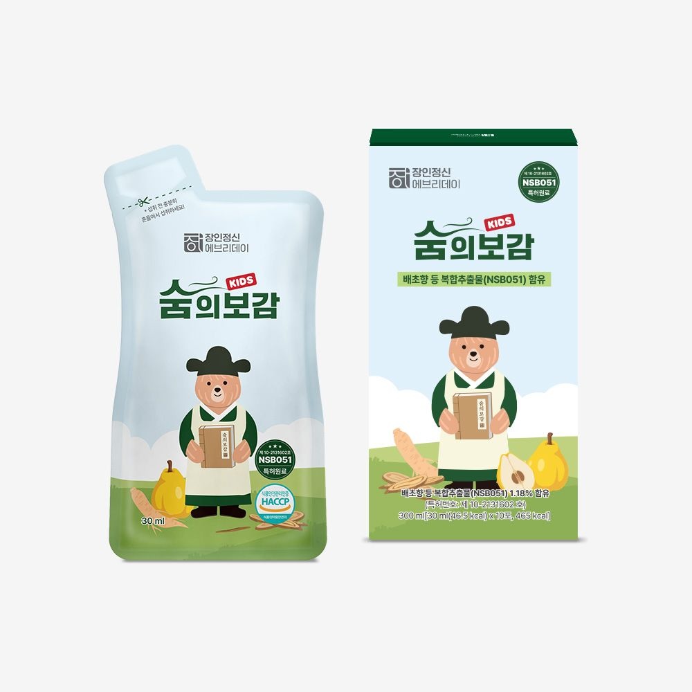 삼백초 <b>배초향</b> 감초 삼백초<b>추출물</b> 원료함유 어린이 건강즙 숨의보감 10포