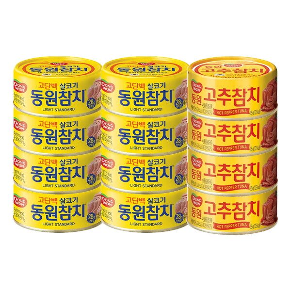 [<b>동원 F</b>&amp;B] 동원 라이트스탠다드 85g x 8캔 + 고추참치 85g x 4캔  상세 설명 참조