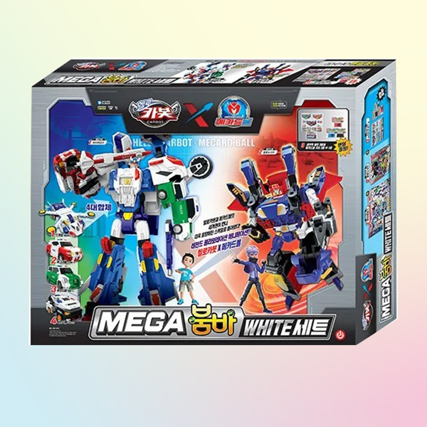헬로카봇 <b>x</b> 메카드볼 <b>메가</b>붐바 화이트세트 변신로봇 장난감 세트 1개