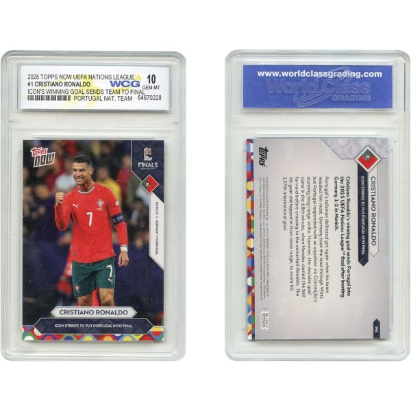 2025 탑스 사커 UEFA 크리스티아누 호날두 아이콘스 골로 국가대표팀 포트구알이 파이널 카드 1위에 올랐습니다 GEM 민트 10등급  2025 탑스 사커 UEFA 크리스티아누