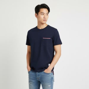 톰브라운 MJS010A 01454 415 삼선 트리밍 남성 반팔티