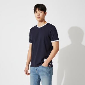 톰브라운 MJS083A 00042 415 콘스라스트 트리밍 남성 반팔티