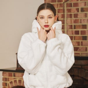 점퍼 소프트 플리스 피트니스복 후드집업 아이보리 여성