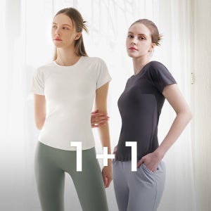 에어프레쉬 여자 슬림 필라테스복 조깅 반팔티셔츠 1+1