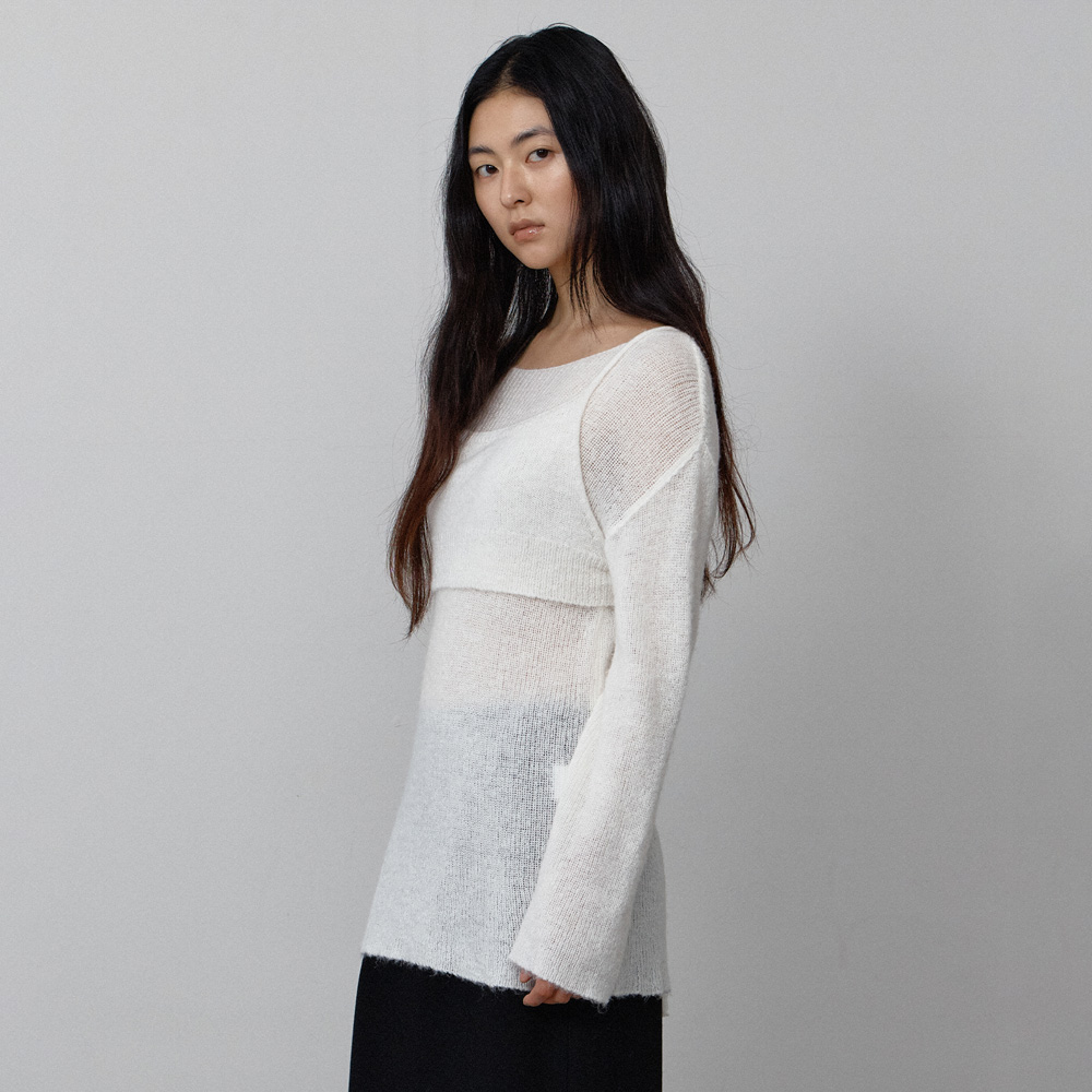 [댄크디어] Mohair Layered Knit Set - White