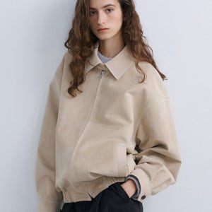 에핑글러 Suede Bomber Jacket - Ash Beige