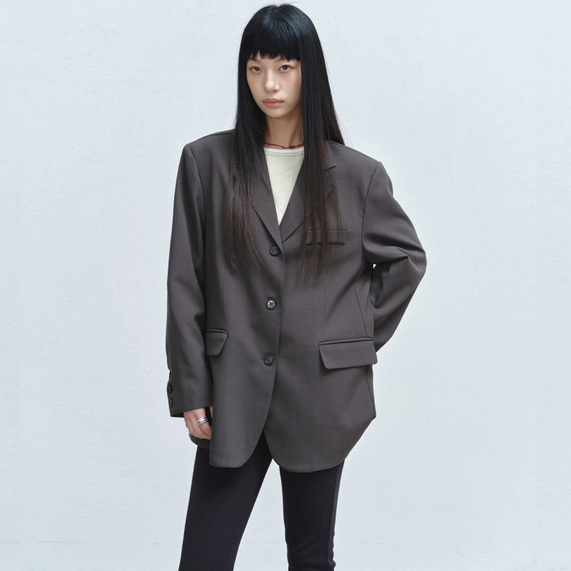 닉앤니콜 ESSENTIAL OVERSIZED BLAZER JACKET CHARCOAL
