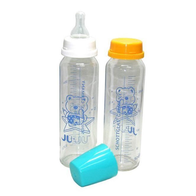 유리 젖병 세트 수유 젖병 유아 물병 245ml 2인조 [BWS37361]