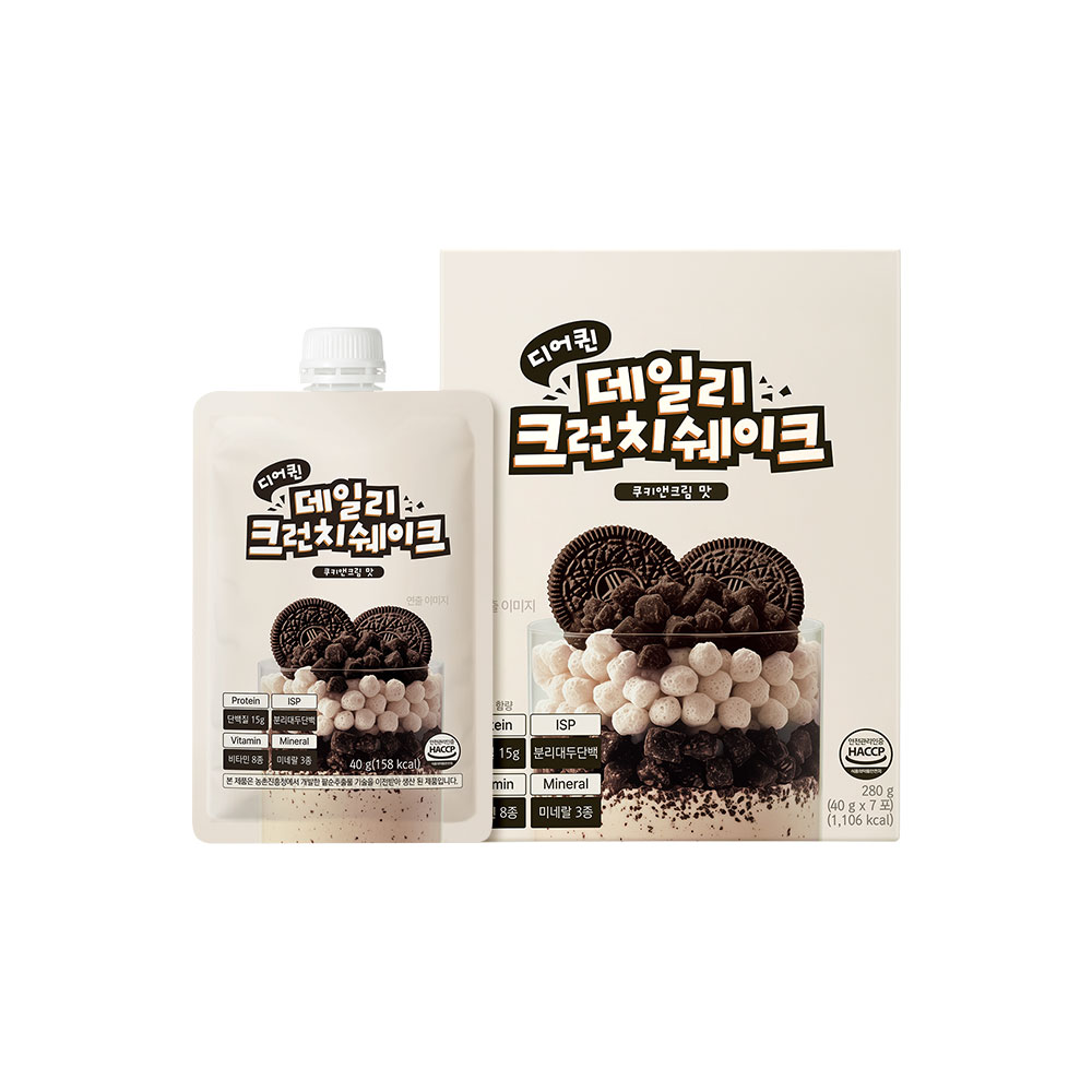 스포츠바이오텍 프롬바이오 디어퀸 데일리 크런치 쉐이크 쿠키앤크림맛 40g, 7포, 4개