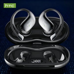 HTC 오픈백 헤드폰, 스마트 헤드폰, AI 지능형 번역(135개 언어 지원), 블루투스 V6.0 기술, 고화질 배터리 표시, 선명한 음질, 효과적인 노이즈 감소 기능.