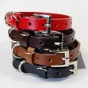 [아델라]가죽 목줄 15mm - 레드