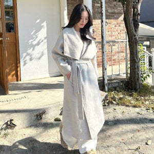 [Sample sale] 빅카라 숄 핸드메이드 코트 (베이지)