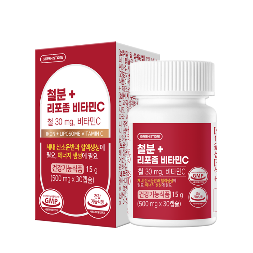 그린스토어 철분+ 리포좀 비타민C 500mg x 30캡슐, 1개