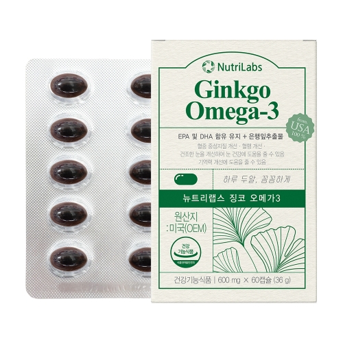 뉴트리랩스 징코 오메가3 600mg x 60캡슐, 1개