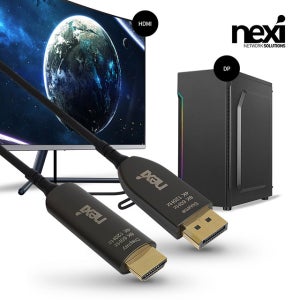 NEXI(넥시) NX-DPHD21-AOC-10M_DP 1.4 to HDMI 2.1 AOC 하이브리드광 케이블 10M [NX1360]