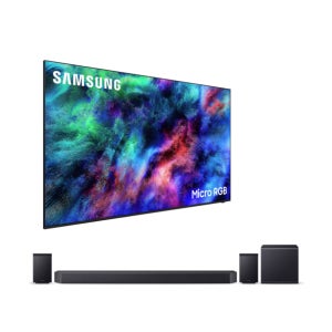 삼성전자 2026 Micro RGB RH95 (163cm) 풀 모션 슬림핏 벽걸이형+11.1.4ch 사운드바 Q990F KMR65RH95-W9