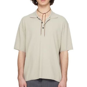 솔리드옴므 베이지 컬러드 반팔 니트 폴로 261221M212002 Beige Crease Short Sleeve Collared Knit Polo 154990930