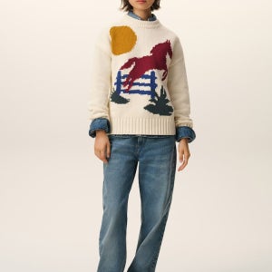 [아미 파리] (Unisex) Intarsia Crew Neck Sweater - Moonlight 베이지 AM6151CL9A