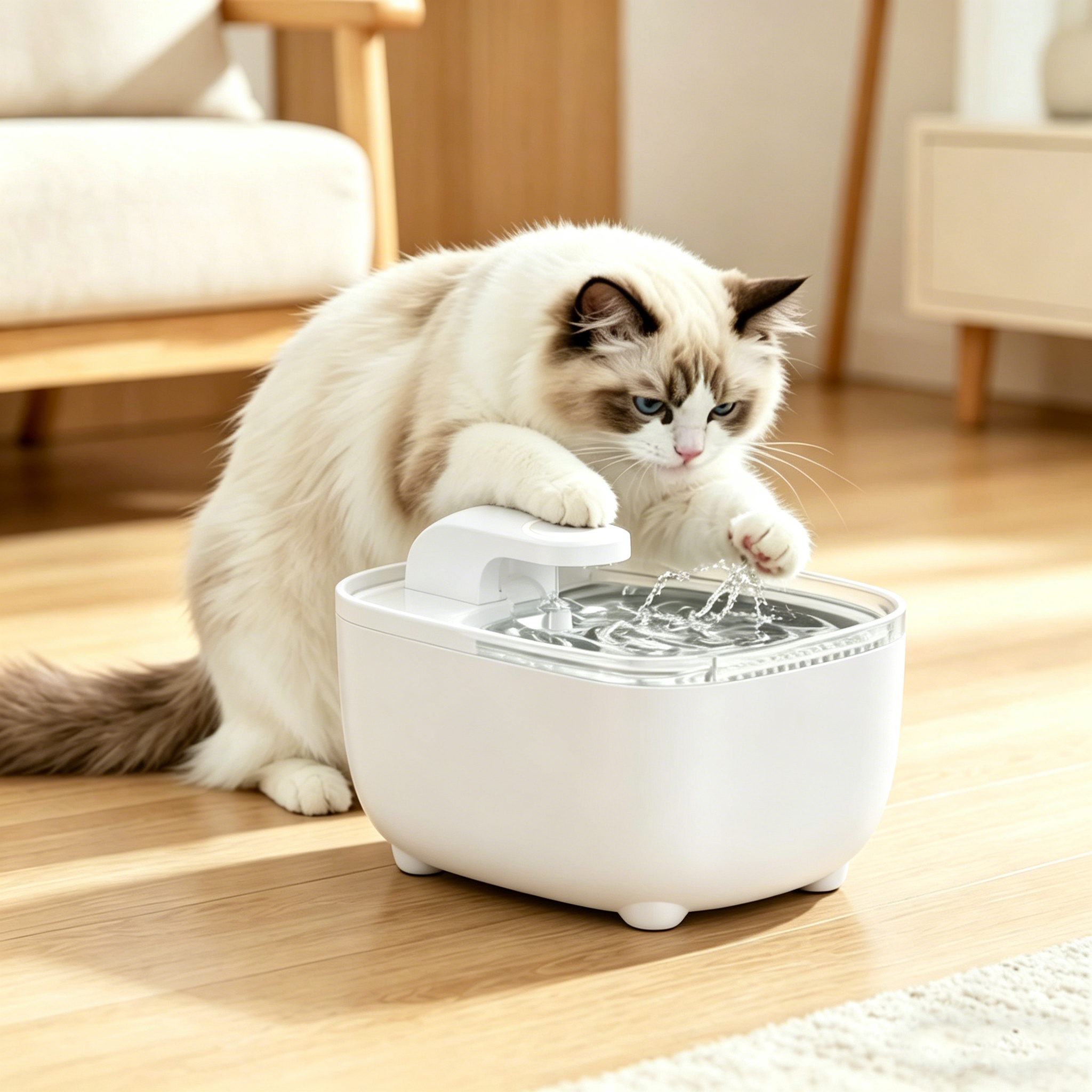 PYHO 저소음 고양이 급수기 2.5L 대용량 정수 필터 강아지 자동 급수기 1개 흰색