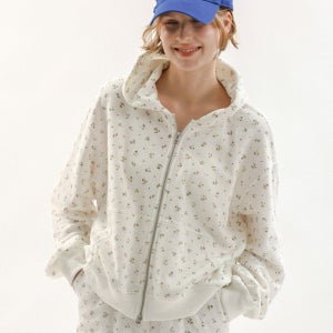 MJ_Floral zip-up hoodie jacket_2color