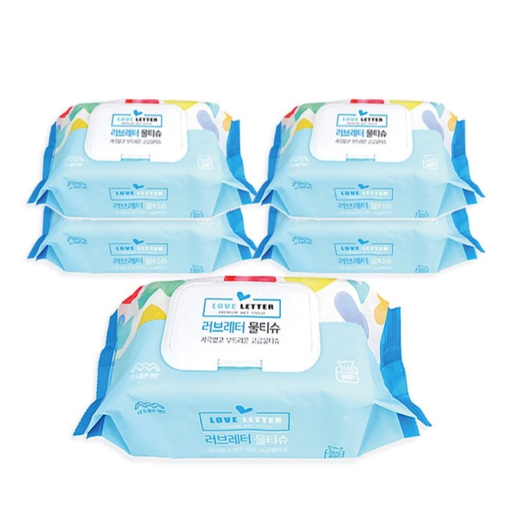 물티슈 80매 5P 깨끗한물티슈 손세정물티슈 부드러운물티슈 물티슈대용량
