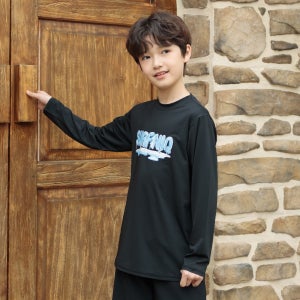아동 주니어 아이스 서프 래쉬가드 티셔츠 - 블랙