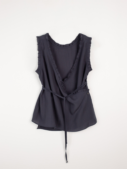 [플라드주르] Reversible wrap blouse (Navy) 004