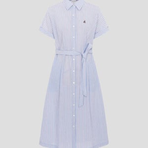 [빈폴 레이디스] 서커 스트라이프 반소매 셔츠 원피스 - 스카이블루 (BF6471C13Q) BF6471C13Q