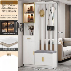 전실수납장 원룸 공간분리 거실 신발장 파티션 현관 수납장 다용도 현관장  프레임 구조  자가 설치  원목 파티클 보드 크림화이트 100cm 오른쪽