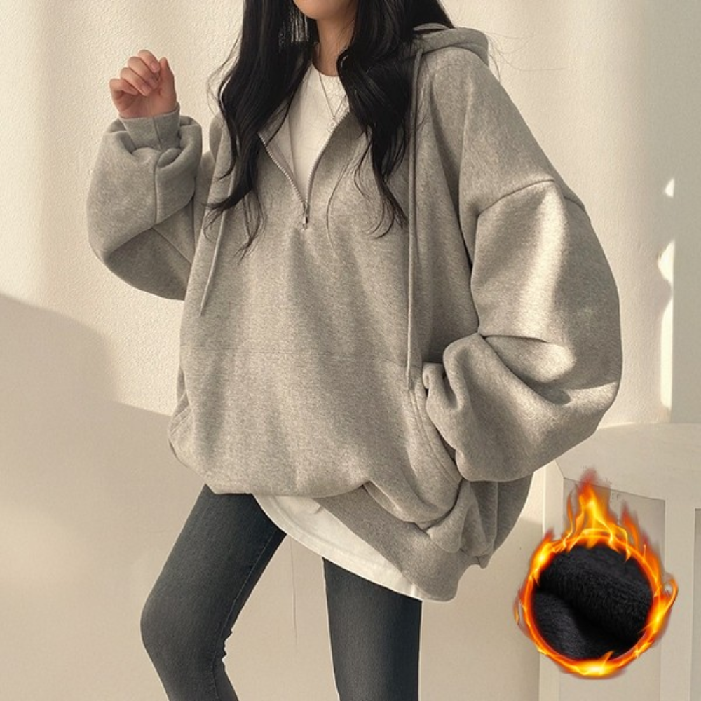 기모 하프집업 후드티