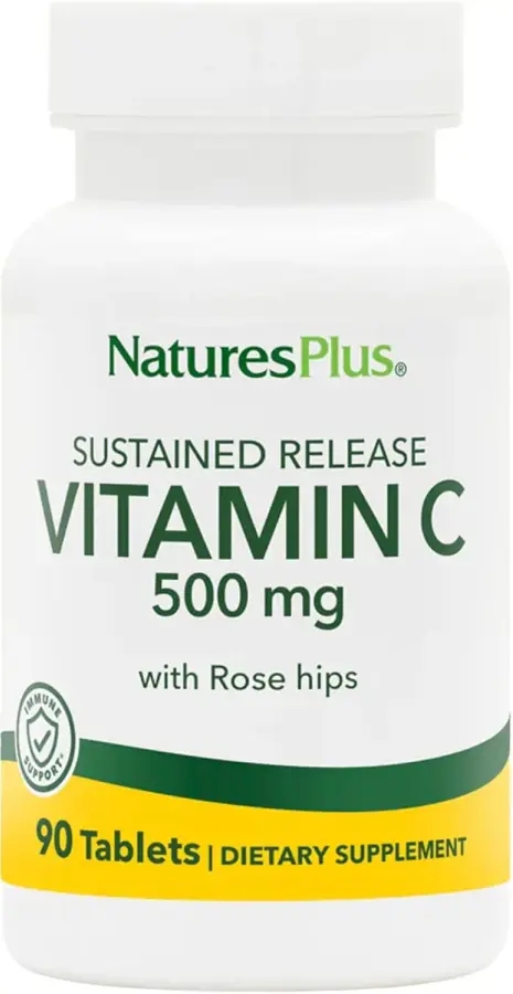 로즈 엉덩이가 있는 NaturesPlus 비타민 C 500mg - 90개 지속 방출 정제 면역 에너지 및 <b>보호</b> 지원 텐 프리
