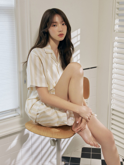[세이드] [w] 두스 클라우드핏 스트라이프 셔츠 파자마 셋업