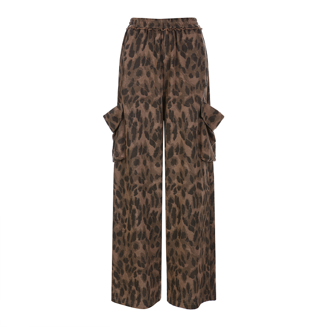 LEOPARD PRINT WIDE SWEAT PANTS BROWN 레오파드 와이드 스웻팬츠  BQ4CP001