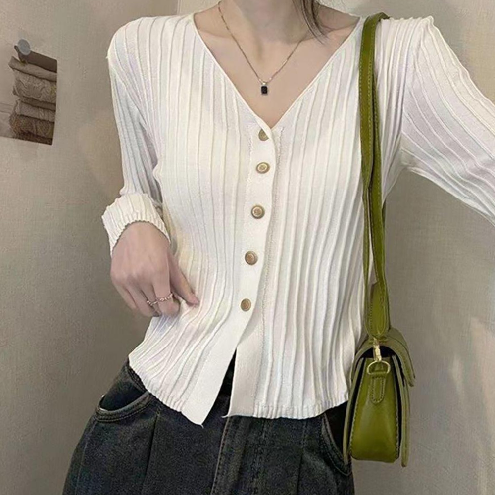 슬림핏 골지 가디건